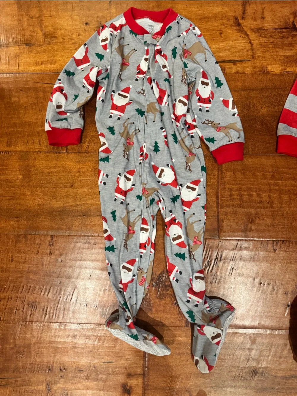 Carter's Red & Gray Holiday Footed One-Pieces - 2T
